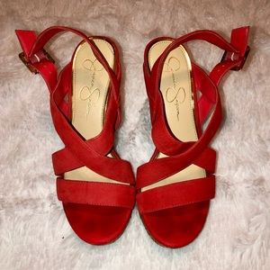🔥🧡Jessica Simpson RedOrange Wedges🧡🔥